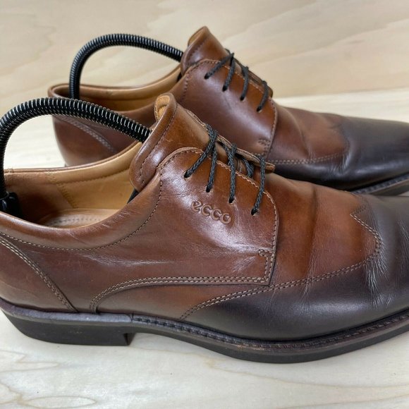Ecco Mens Leather Lace Up Wingtip Brown Black Oxford Shoes Size EUR 46 US 13 main image 2